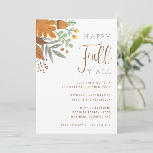 Frohes Herbst-Herbst-Herbst-Erntedank-Dinner Einladung (Stehend Vorderseite)