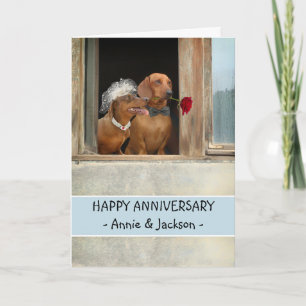 Frohes Hochzeitstagsjubiläum Dachshund-Paar Braut  Karte