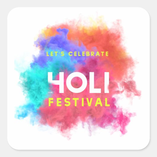 Frohes Holi Quadratischer Aufkleber (Vorderseite)