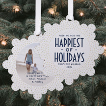 Frohes Holidays Navy & Gold Confetti Foto