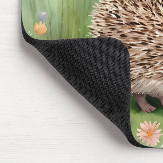 Frohes Igel Wasserfarbe im Bereich der Blume Mousepad (Ecke)