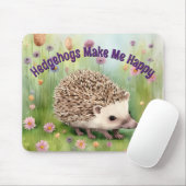 Frohes Igel Wasserfarbe im Bereich der Blume Mousepad (Mit Mouse)