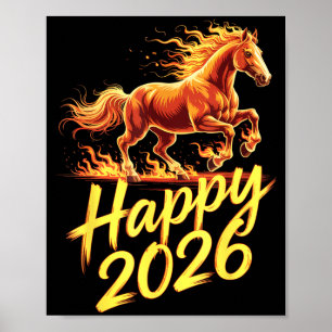 Frohes Jahr 2026 des Pferdes Chinesisches Sternzei Poster