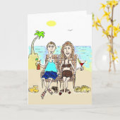 Frohes JAHRESPAAR AUF DER STRANDKARTE Karte (Gelbe Blume)