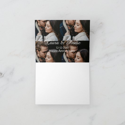 Frohes Jubiläum Foto-Collage Name Datum einfach w Dankeskarte (Innenseite)