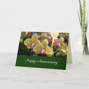 Frohes Jubiläum, gelbe Orchideenblumen Karte
