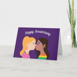 Frohes Jubiläum Lesbisches Paar Romantische Liebe  Karte