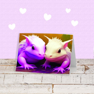 Frohes Jubiläum Süßes Axolotl-Paar Liebes-KI-Kunst Karte