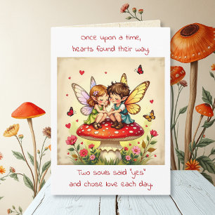 Frohes Jubiläum Vintage Cottage Core Feen-Gedicht Karte