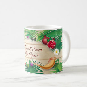 Frohes jüdisches Neujahr Rosch ha-Schana Honig & A Kaffeetasse