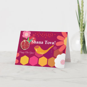 Frohes jüdisches Neujahr Rosh Hashanah Floralmuste Karte