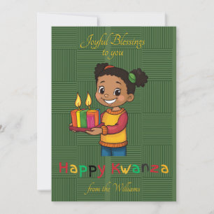 Frohes Kwanzaa Afrikanisches Mädchen Kerzen Famili Feiertagskarte