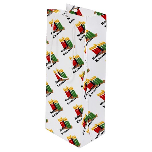 Frohes Kwanzaa Geschenktüte Für Weinflaschen (Vorderseite Schrägansicht)