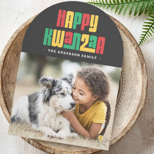 Frohes Kwanzaa rot grün gelb Foto Feiertagskarte