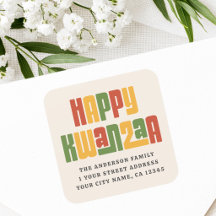 Frohes Kwanzaa roter grüner gelber Text Rücksendea