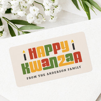 Frohes Kwanzaa schwarze Kerze mit individuellem Na Adressaufkleber