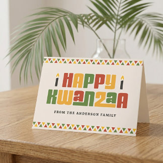 Frohes Kwanzaa schwarze Kerze rote grüne gelbe Umr Feiertagskarte