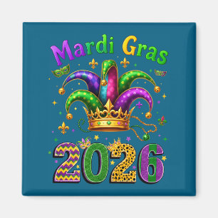 Frohes Mardi Gras 2026 Narrenhut Männer Frauen Kin Magnet