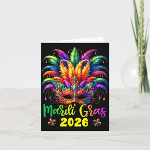 Frohes Mardi Gras 2026 Narrenhut New Orleans Männe Karte