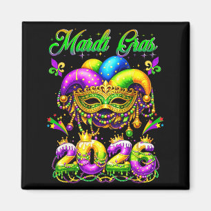 Frohes Mardi Gras 2026 Narrenhut New Orleans Männe Magnet