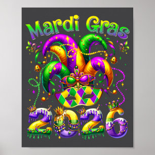 Frohes Mardi Gras 2026 Narrenhut New Orleans Männe Poster