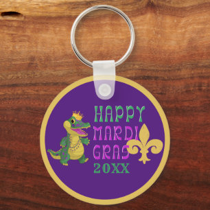 Frohes Mardi Gras Gator King Schlüsselanhänger