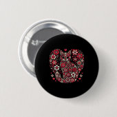 Frohes Meowentinstag Blumiges Katzen-Valentin Roma Button (Vorne & Hinten)