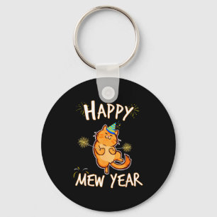 Frohes Mew Jahr 2025 Lustige Katze Silvesterparty Schlüsselanhänger