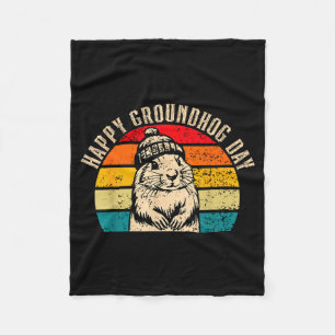 Frohes Murmeltiertag 2025 Woodchuck Vintage  Fleecedecke