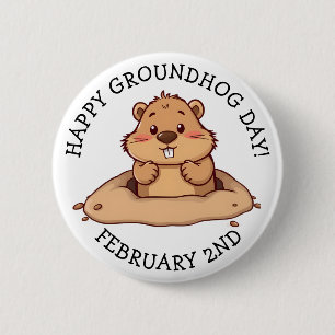 Frohes Murmeltiertag 2. Februar Button