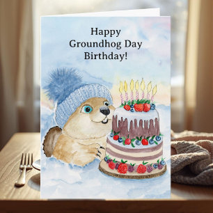 Frohes Murmeltiertag Geburtstag Murmeltier mit Kuc Karte