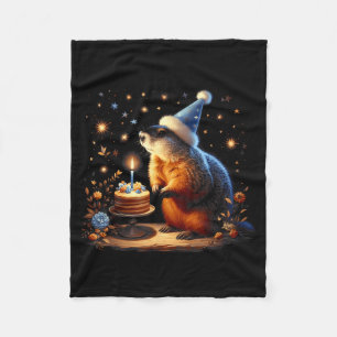 Frohes Murmeltiertag Murmeltier mit Geburtstagskuc Fleecedecke