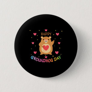 Frohes Murmeltiertag Murmeltiertag Niedliches Wald Button