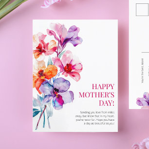 Frohes Muttertag Wasserfarbe Rosa Beste Mama Feiertagspostkarte