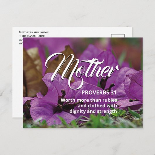 Frohes MuttertagsPROVERBS 31 Postkarte (Vorne/Hinten)
