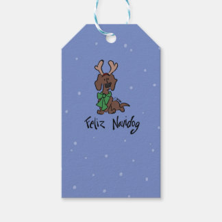Frohes Navidog-Dachshund-Rentier Süß Blau Feiertag Geschenkanhänger