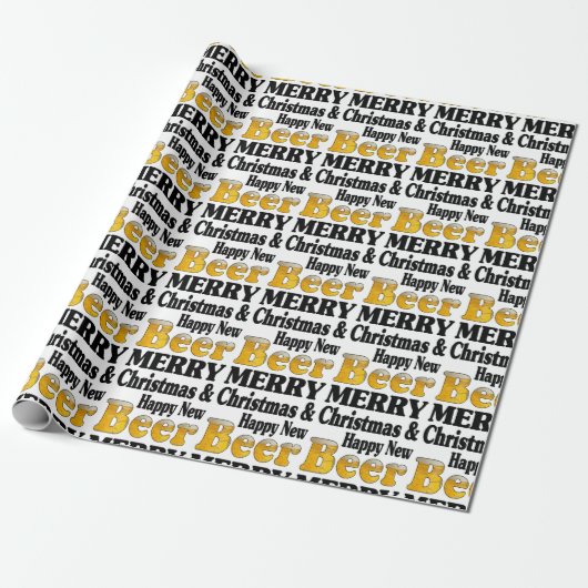 Frohes Neues Bier Geschenkpapier (Ungerollt)