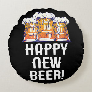 FROHES NEUES BIER! Silvesterparty Trinken Rundes Kissen
