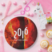 Frohes neues Jahr 2016 Jahr des Rotfeueraffen Pappteller (Party)