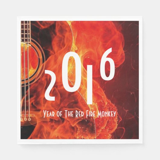 Frohes neues Jahr 2016 Jahr des Rotfeueraffen Serviette (Vorderseite)