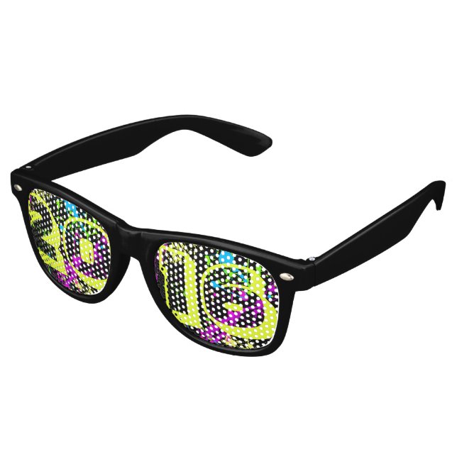 Frohes Neues Jahr 2016 Neon Paint Splash Sonnenbri Sonnenbrille (Schrägansicht)