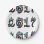 Frohes neues Jahr 2017 Rainbow Numbers Typografie Pappteller (Vorderseite)