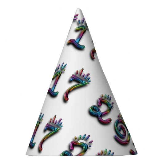 Frohes neues Jahr 2017 Rainbow Numbers Typografie Partyhütchen (Rechts)