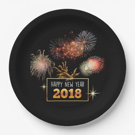 Frohes neues Jahr 2018 Pappteller (Vorderseite)