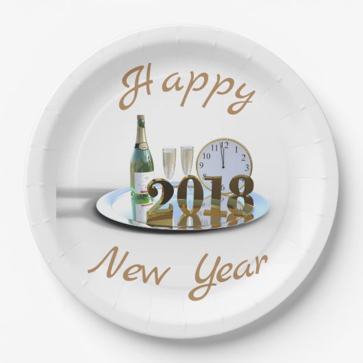Frohes neues Jahr 2018 Pappteller (Vorderseite)