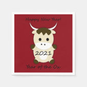 Frohes neues Jahr 2021 Jahr des Ochsen Serviette (Vorderseite)