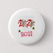 Frohes neues Jahr 2021 Rentier Face Mas Button (Vorderseite)
