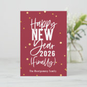 Frohes neues Jahr 2022 Endlich Feiertagskarte (Stehend Vorderseite)