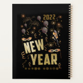 Frohes neues Jahr 2022, festlicher Glitzer Goldurl Planer (Rückseite)