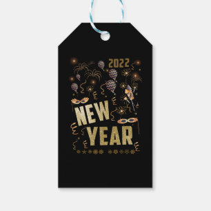 Frohes neues Jahr 2022, Holiday Gold Glitzer Festi Geschenkanhänger